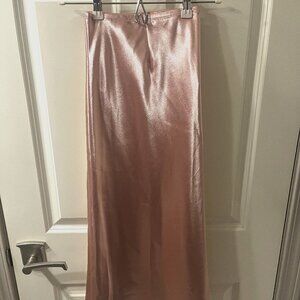 Blush Pink Satin Midi Skirt